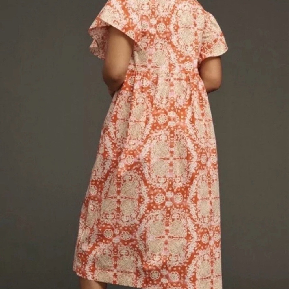 Anthropologie Maeve Printed Flutter-Sleeve Babydoll Dress Plus Size 3X - Picture 7 of 8